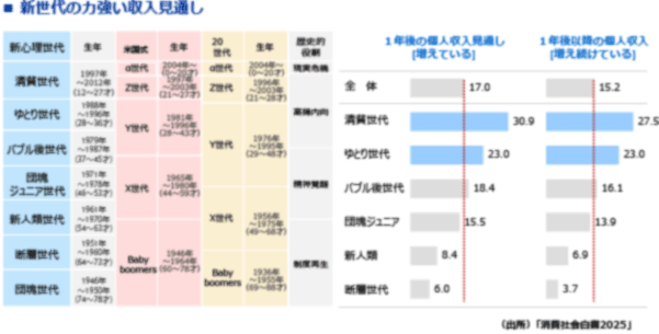 図表5　新世代の力強い収入見通し